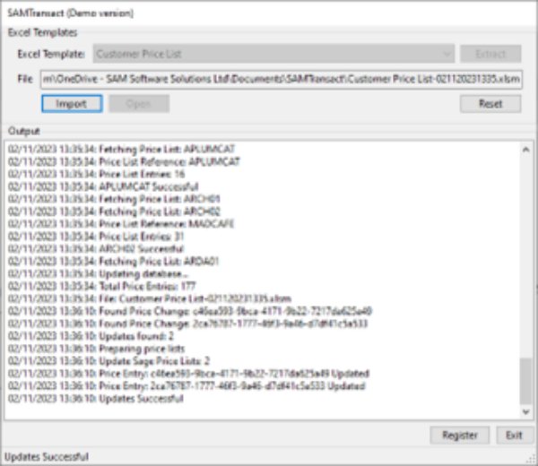 SAM Pricelist editor